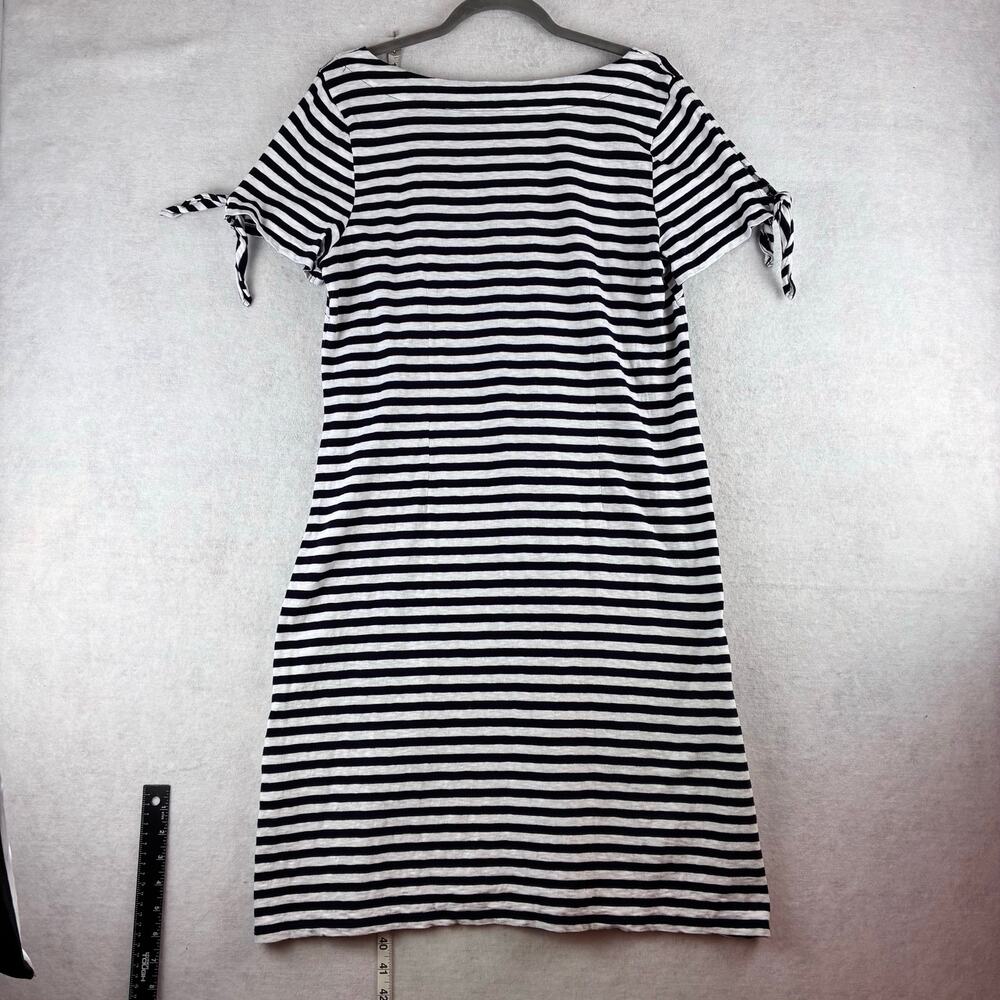 Talbots 100% Cotton Sheath Dress Women's Large Tie Sleeve Nautical Boat Scoop - Picture 2 of 10